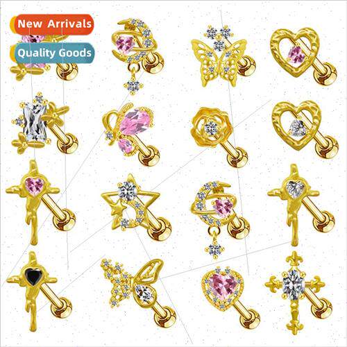 Europe Cross Earring Holder Pink Heart Piercing Jewelry Stai