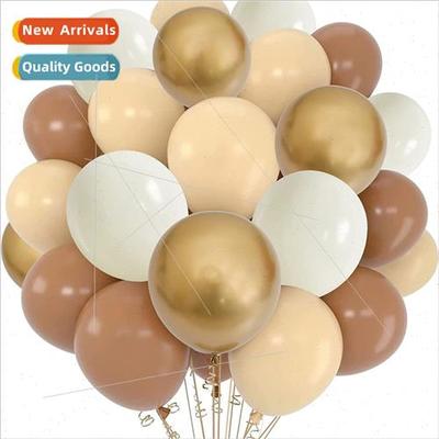 60PCS Brown Apricot Balloon Set Vintage Coffee Brown Cream C