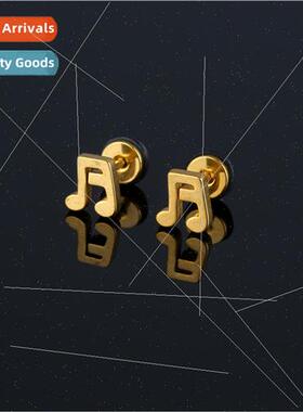 Korea stainless steel ear jewelry exquise small note earring