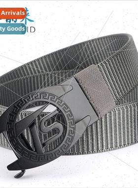 Men Casual Tactical Belt Automatic Buckle Monogrammed Belt C