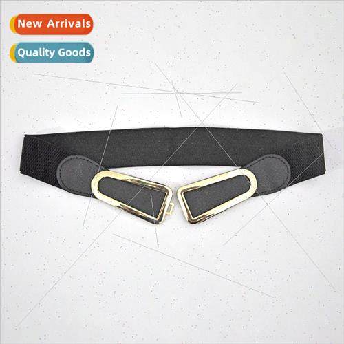 Europe simple sweet elastic ladies belt metal buckle fashion