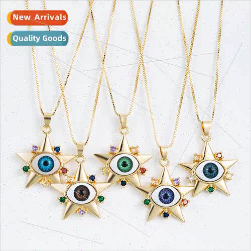 Ins Europe personalized devil eye pendant copper gold-plated