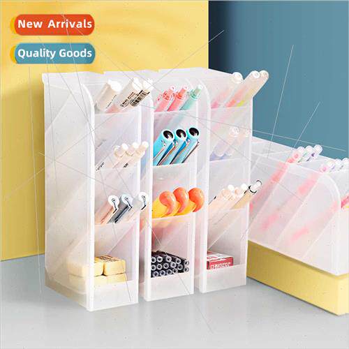Transparent slant plug pen holder plastic office desktop sta
