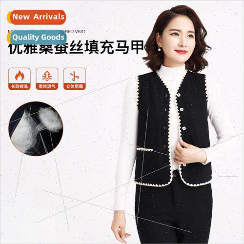 mple women cardigan vest fall winter new V-neck mulberry sil