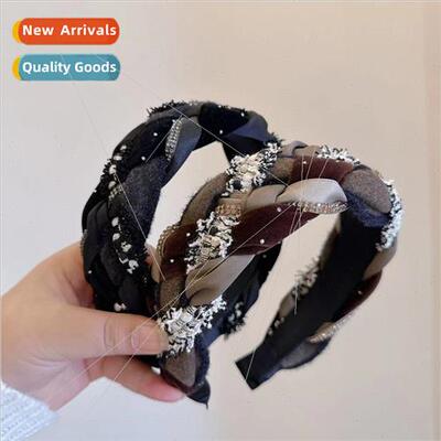 retro wind tassel rhinestone wide  hair band hairpin headban