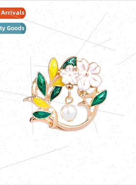 Koreancreative new pin openwork leaf green leaves flowers pe