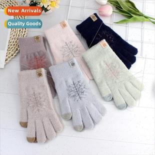 full finger touch Korean warm snowflake screen gloves ladies