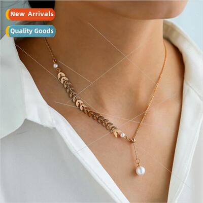Korea niche luxury wheat ear necklace pearl simple ins adjus