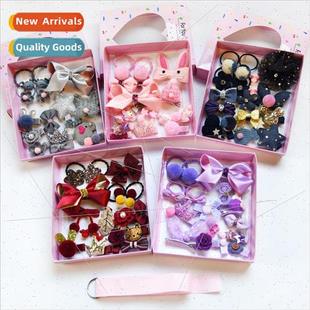 Korea children jewelry sets Cute girls jewelry gift box leat