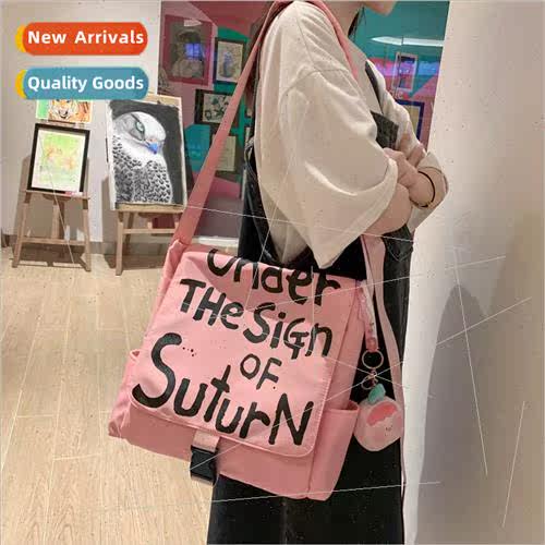 Set fashion color collision letters multi-pocket splicing ca