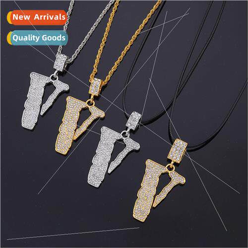 tide men hip-hop pendant fashion diamond V word victory leat