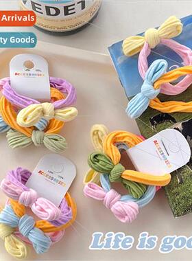 3pcs cream color bow towel ring hair rope girl heart versati