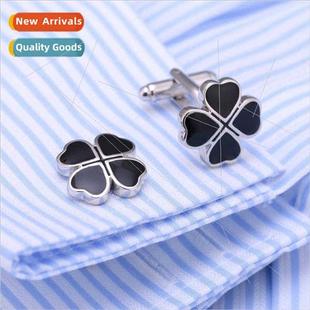 Clover Cufflinks Business cky French Straw Shirt