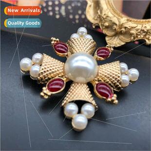 Europa Court Vintage Alloy Pearl Metal Brooch Decoration Jew