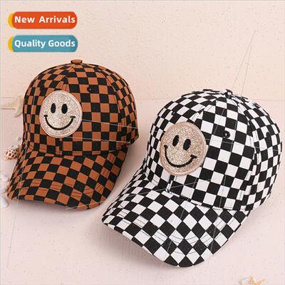 Spring Summer baseball cap children checkerboard checker smi