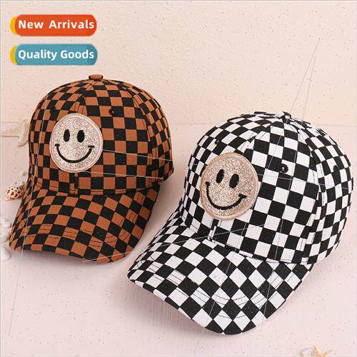 Spring Summer baseball cap children checkerboard checker smi