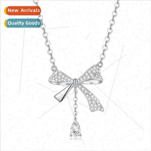 knot necklace new silver col female romantic tassel s925 bow