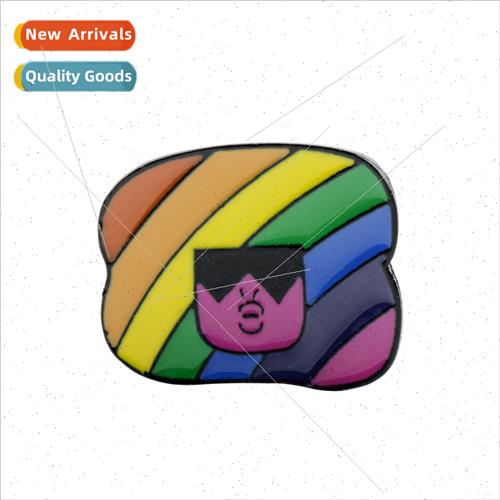 Creative personalized colorful hair woman oil drop brooch ca