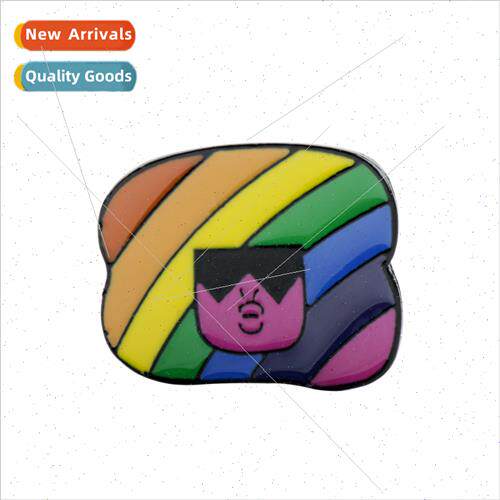 Creative personalized colorful hair woman oil drop brooch ca