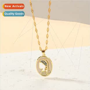 Pearl Girl Pendant Europe Zirconia Vintage Copper Nec French