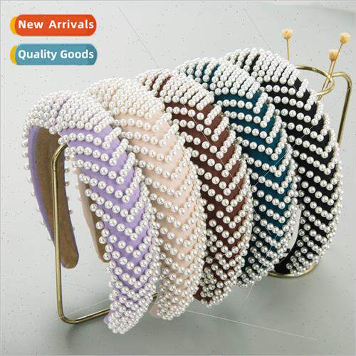 Hair bands fashion new set pearls wide sponge women headband