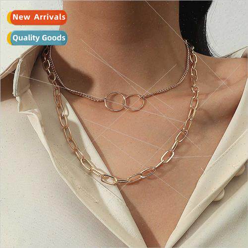 Europe Fashion Creative Double Circle Metal Chain Accessorie