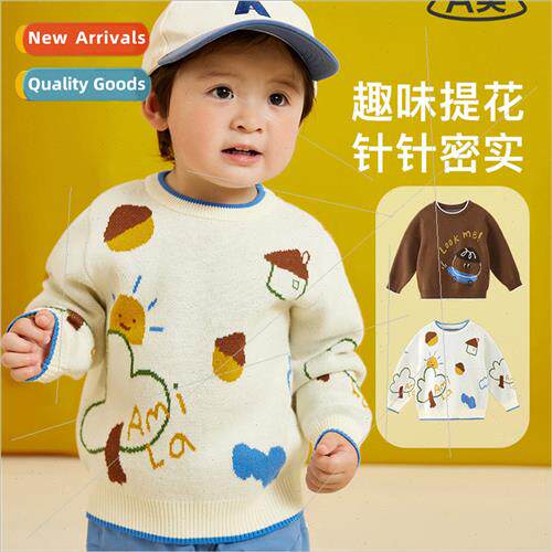 2023 fall new childrens sweater boys round neck wh soft pull