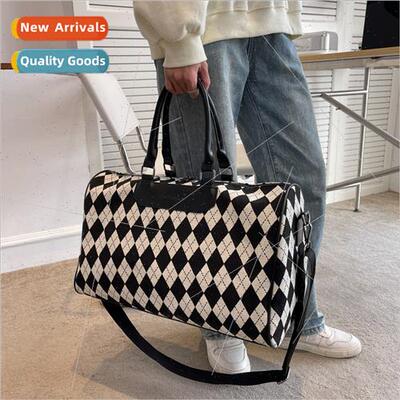 Fashion canvas diamond lattice large capacy shoulder crossbo