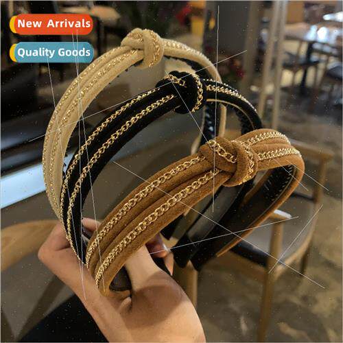 Korea new fall winter chain knot hair band sweet Korean thin