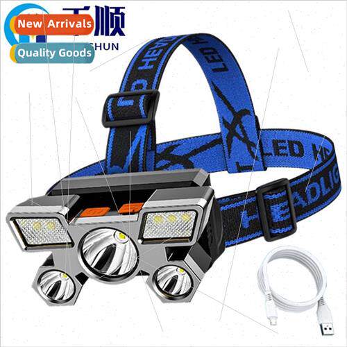 Five head light strong ultra-bright rechargeable fishing lig