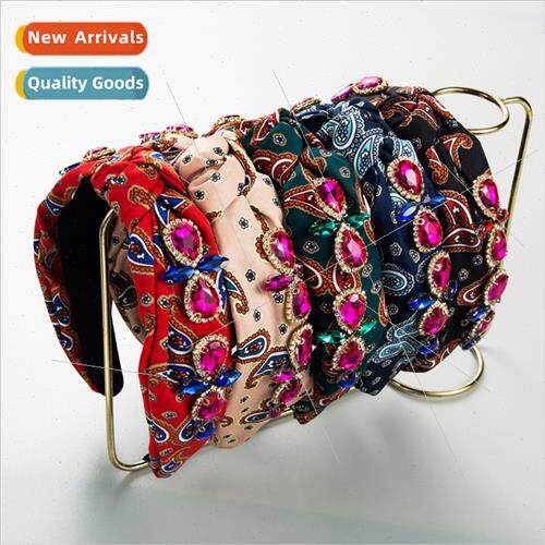 Europe fashion bohemian hair bands wide edge printed fabric