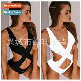 Swimsu Europe Solid Bikini Cross Piece One Womens New 2024