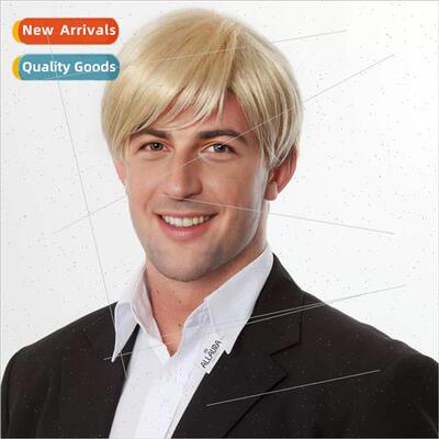 Europe Men Wigs Short Blonde Oblique Bangs Multicolor Availa