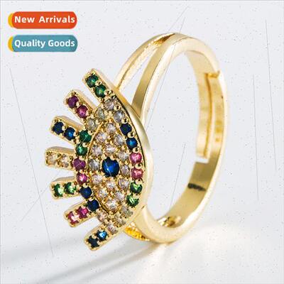 Europe Devil Eye ps Ring Brass Gold-Plated Micro Zirconia Fi