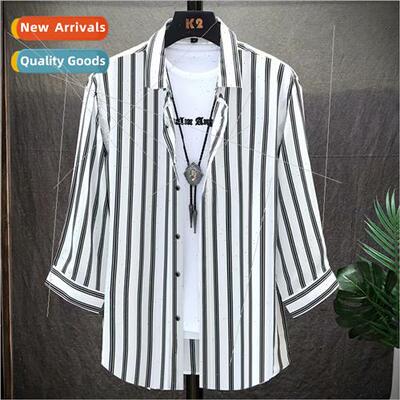 Hong Kong   2021 summer new mens seven-minute sleeve shirt n