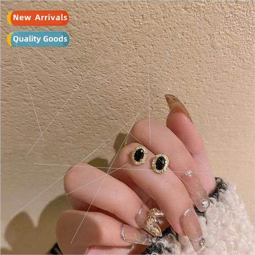 Black zirconia earrings female new tide hundreds earrings re