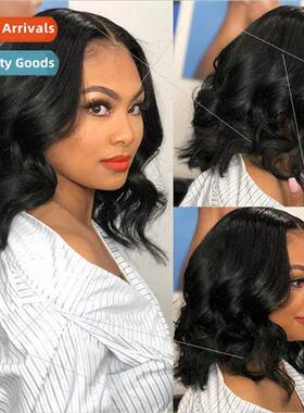 Europe fashion wig headgear Medium parted black big waves Hi