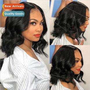 Europe fashion wig headgear Medium parted black big waves Hi