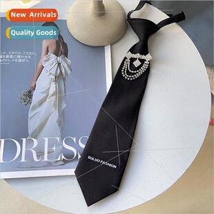 Striped JK Tie Student Cotton Overhead Black Whe Stripe Leat