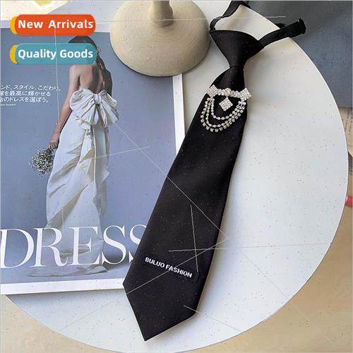 Striped JK Tie Student Cotton Overhead Black Whe Stripe Leat