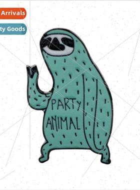 Cute Cartoon Party Animal Sloth Brooch Oil Drip Metal Badge