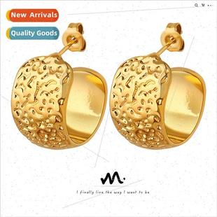 earrings jewelry cold Vintage simple brass wind hun embossed