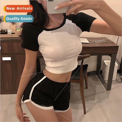Cotton Short Sleeve t-shirt Women 2020 Inserts Clash Color K