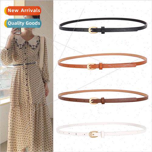 Women thin belt Korea simple wild black whe dress pin buckle