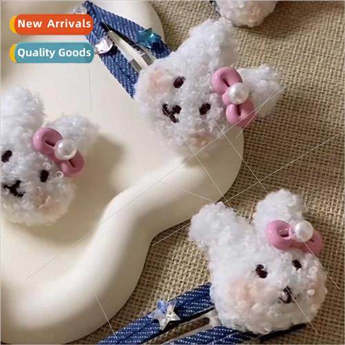 Sweet cute cute rabb cowboy rhinestone hair clips gentle car