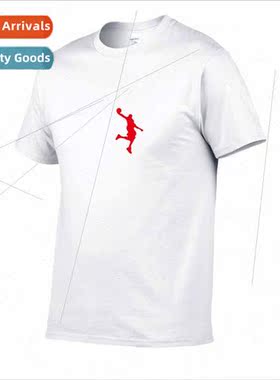 Round neck short sleeve red dunking villain nd printing summ