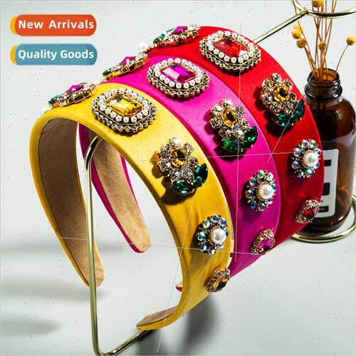 2020 new wide edge hair band ladies gemstone hairpin Korean