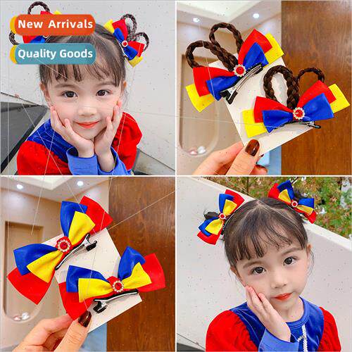 Children ribbon bow hair clips girls Snow Whe Princess headd