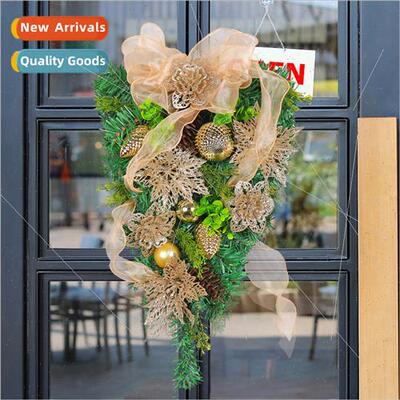 Golden Christmas Flower Pine Needle Upside Down Tree 2023 Ch
