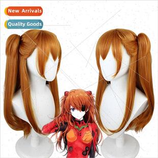 eva evangelion wig akira cos wig orange double ponytail tige